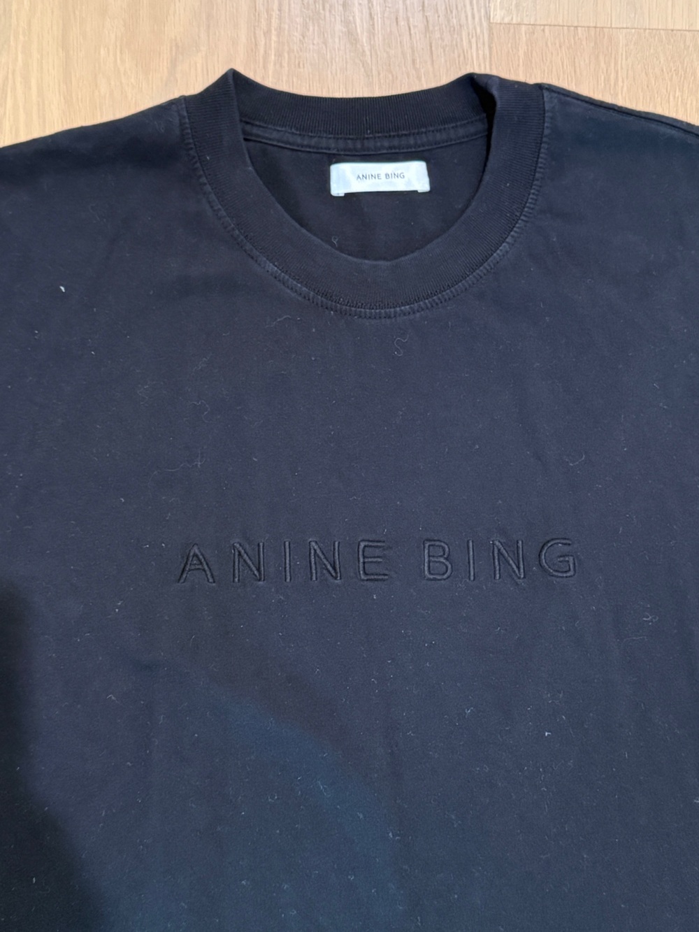 Anine Bing Black Short Sleeve Logo Tee - Picture 3 of 4